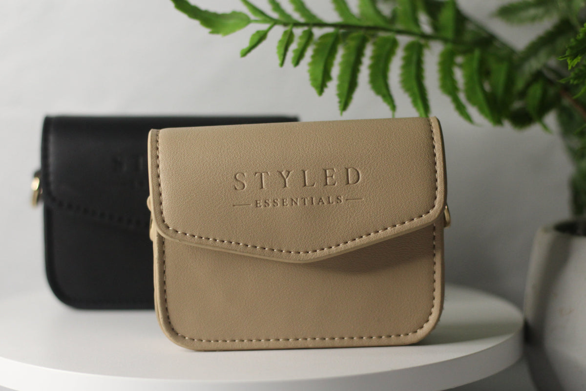 The Signature Belt Satchel-Beige & Gold