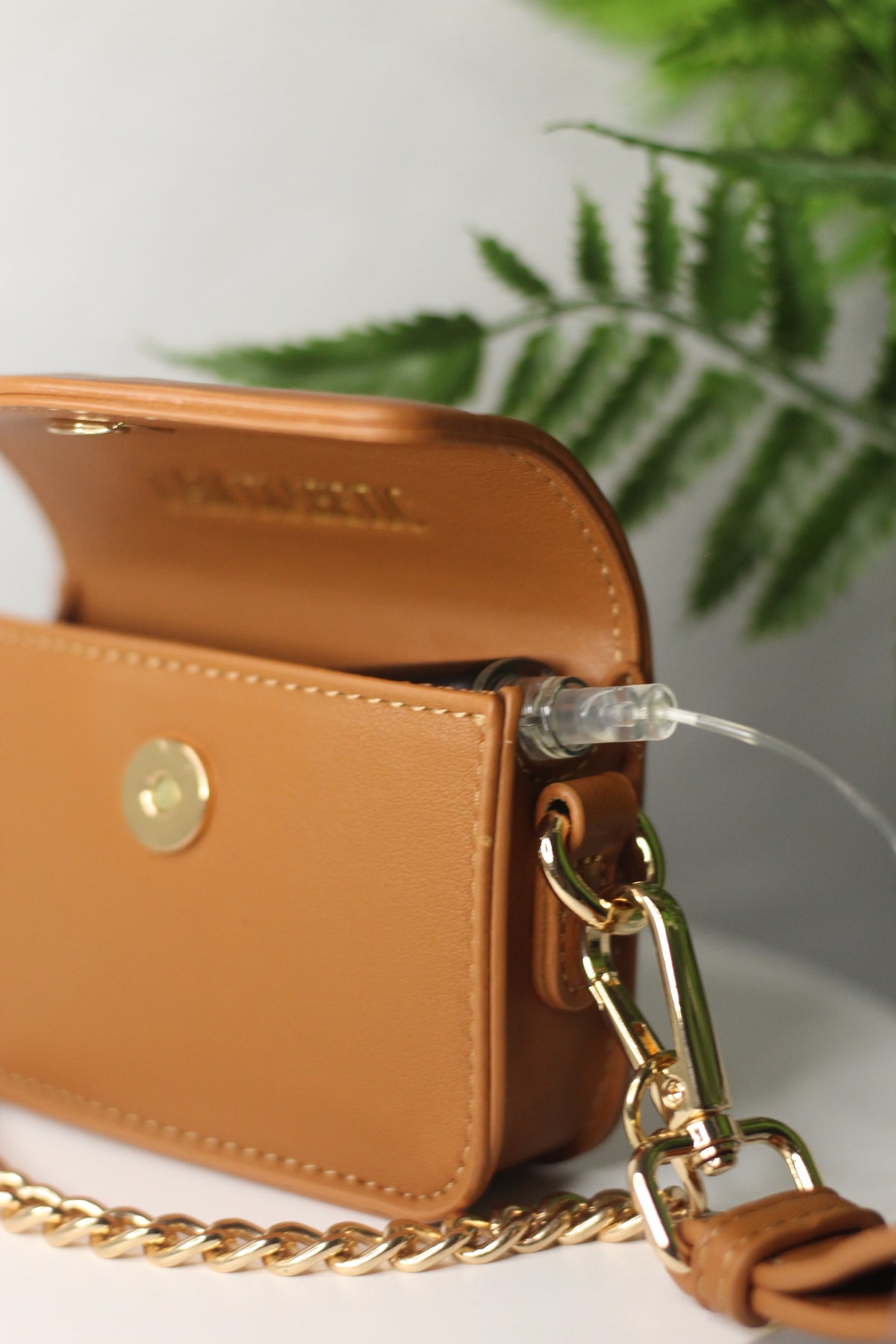 The Signature Belt Satchel- Camel & Gold