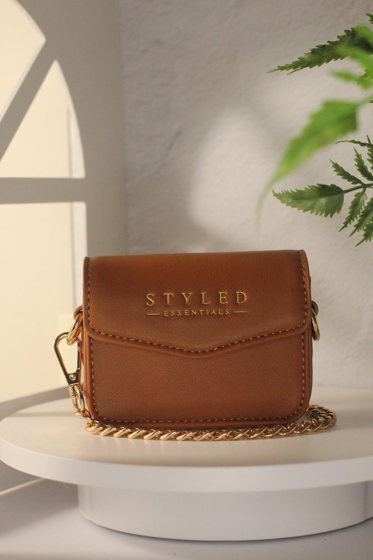 The Signature Belt Satchel- Camel & Gold